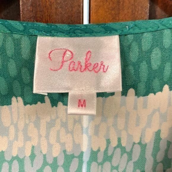 Parker green multicolored tank top blouse size medium - Picture 5 of 14